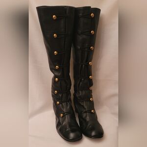 Marc Jacobs Black Boots with Gold Button Loop Closure